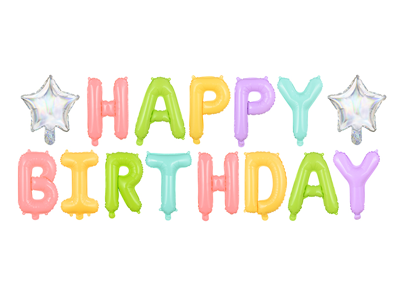 Balloon letters, Happy Birthday, Colorful balloons, Foil balloons, Birthday decor