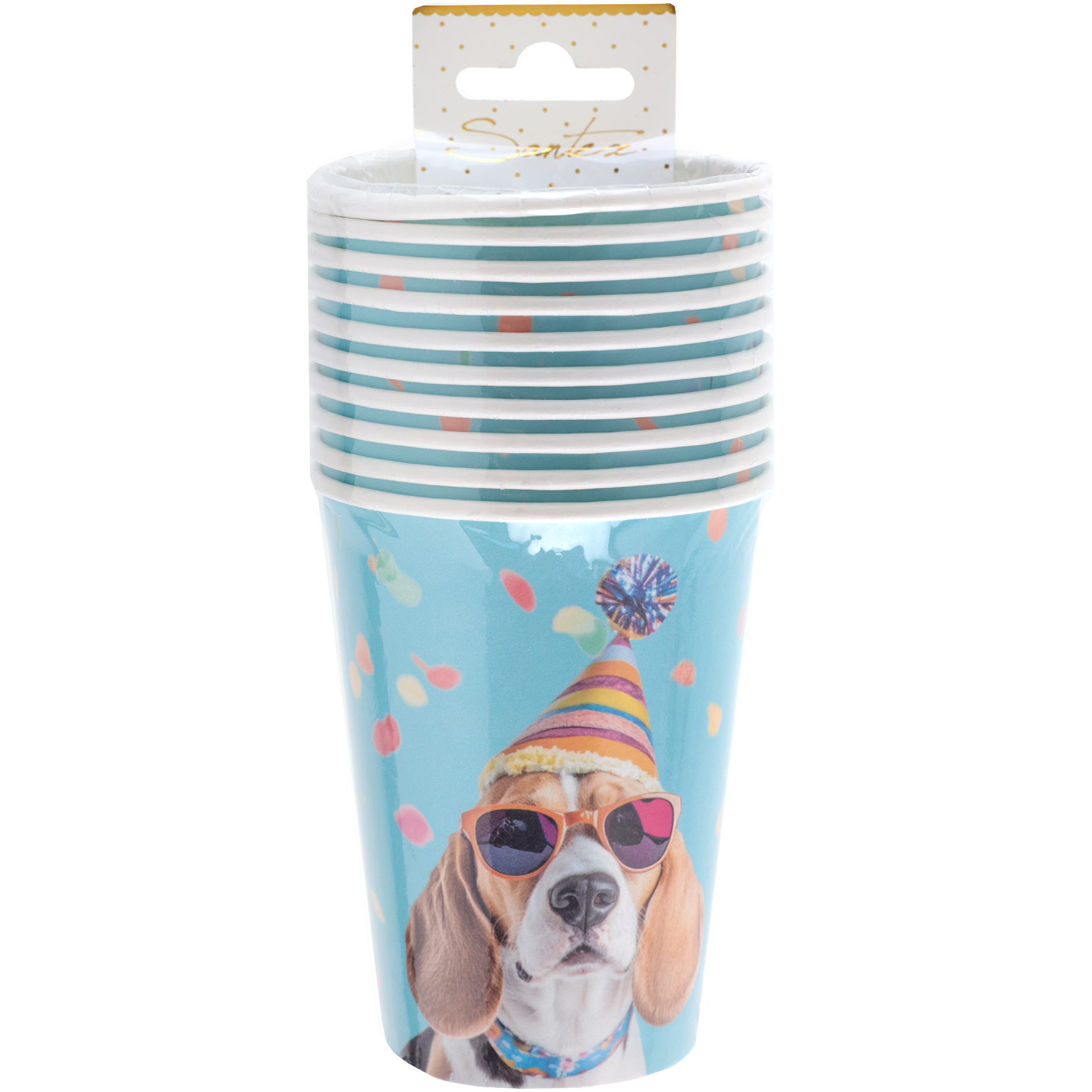 Pappbecher, Papierbecher, Partybecher, Becher mit Hund, Sommermotiv
