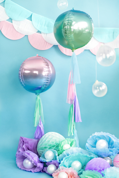 balloons, dekorationen, party, tasseln, blau-grüne farbe