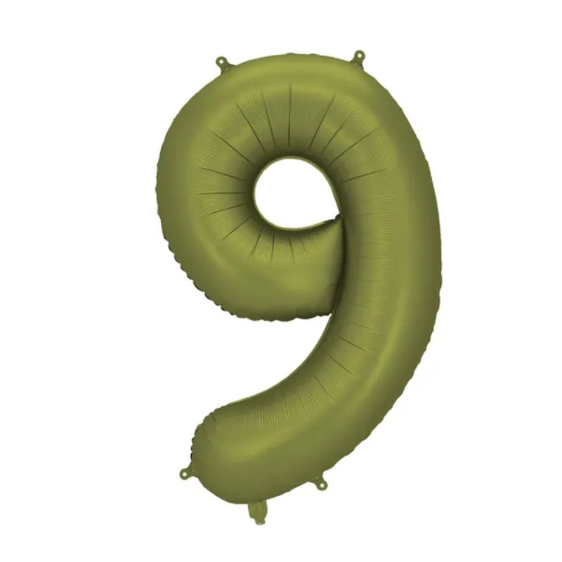 Ballons aluminium 9 vert olive, 1 pcs.
