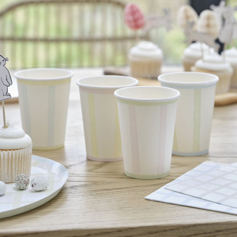 Kindergeburtstag-Becher-Pastellstreifen-2