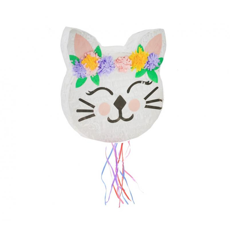 Zieh-Pinata Katze mit Blumen