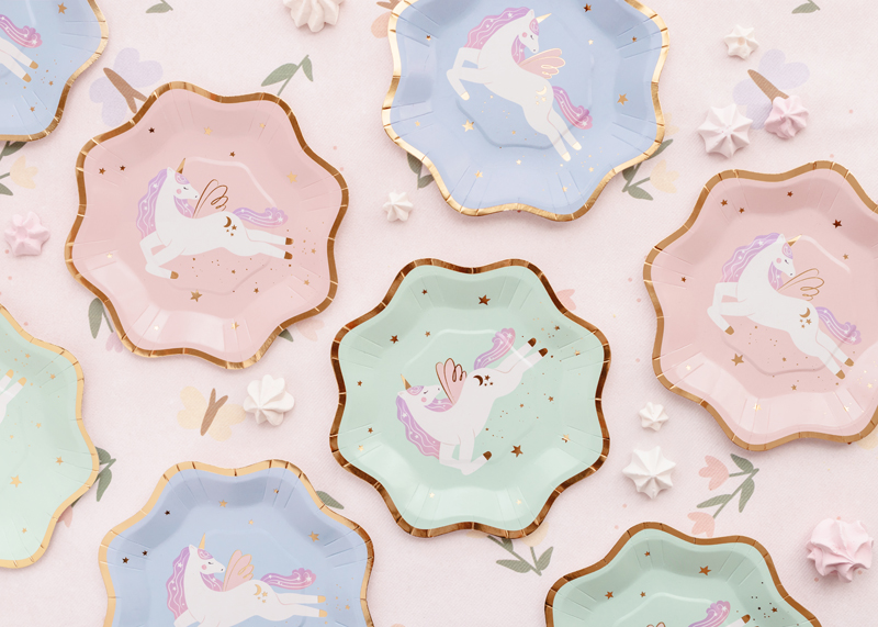 unicorn plate, pastel plate, decor plate, colorful dish, star pattern