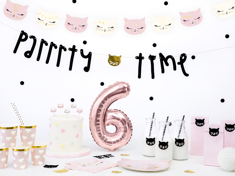 party, birthday, decor, katze, 6ten geburtstag