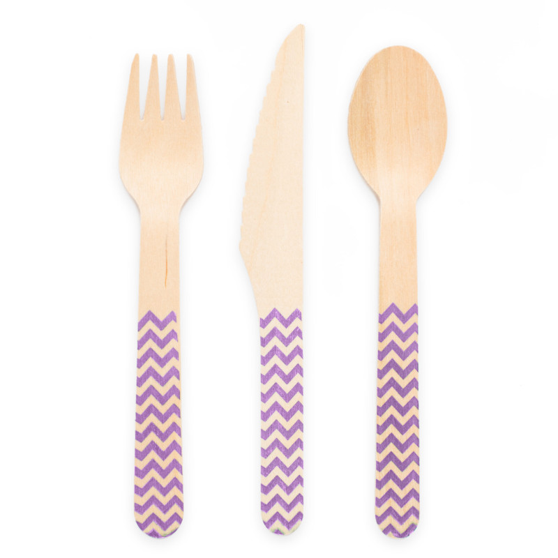 Holzbesteck Violett, 18 Stk.