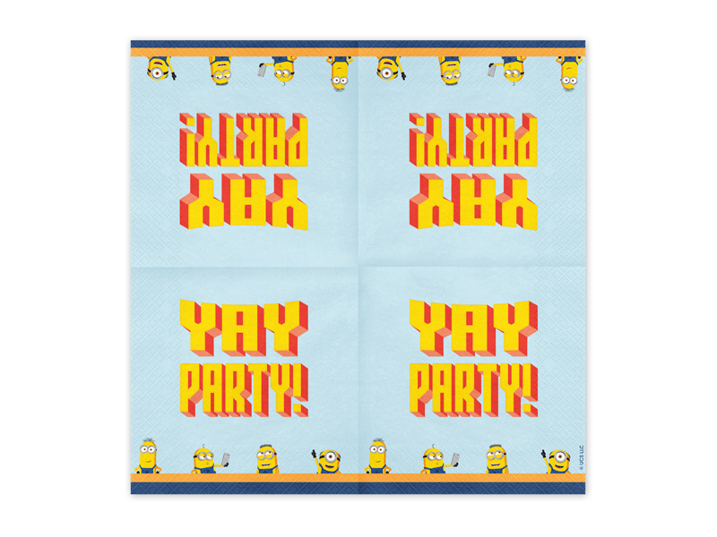 party-karte, servietten, minions, gelb, blau