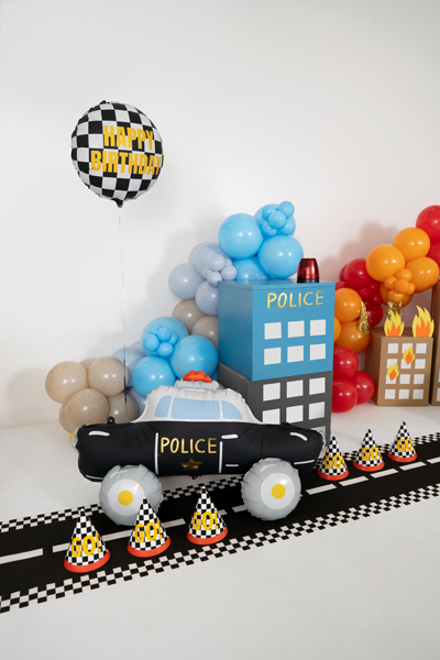 balloon, Polizei Auto, Karomuster, Partydeko, Ballonengestaltungs