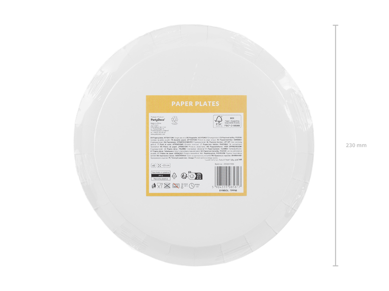 paper plates, white, round, uncoated,  disposable