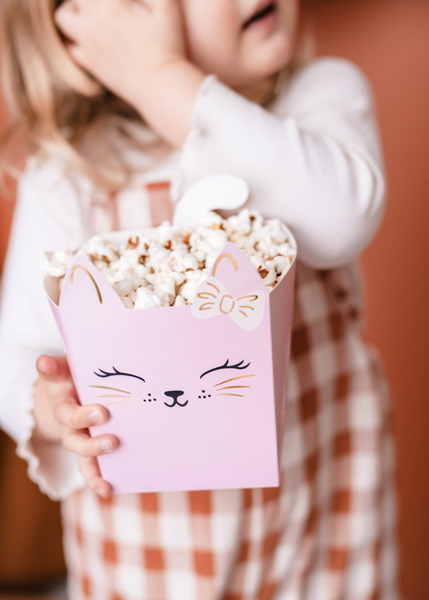 Popcorn, Snack, Kinder, Box, Katze