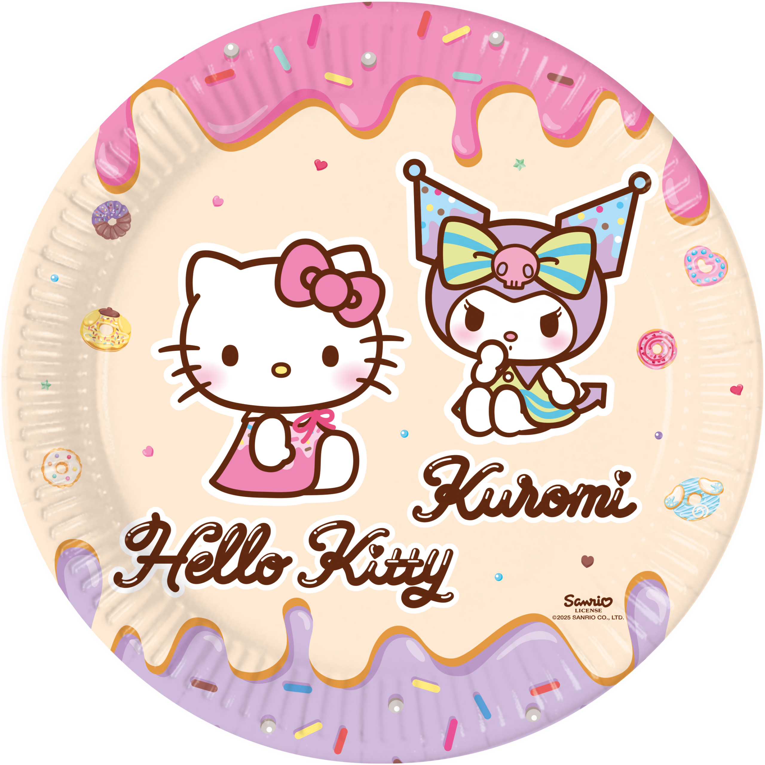 Hello Kitty, Kuromi, Papptdose, Süßigkeiten Muster, Rosa-Beige
