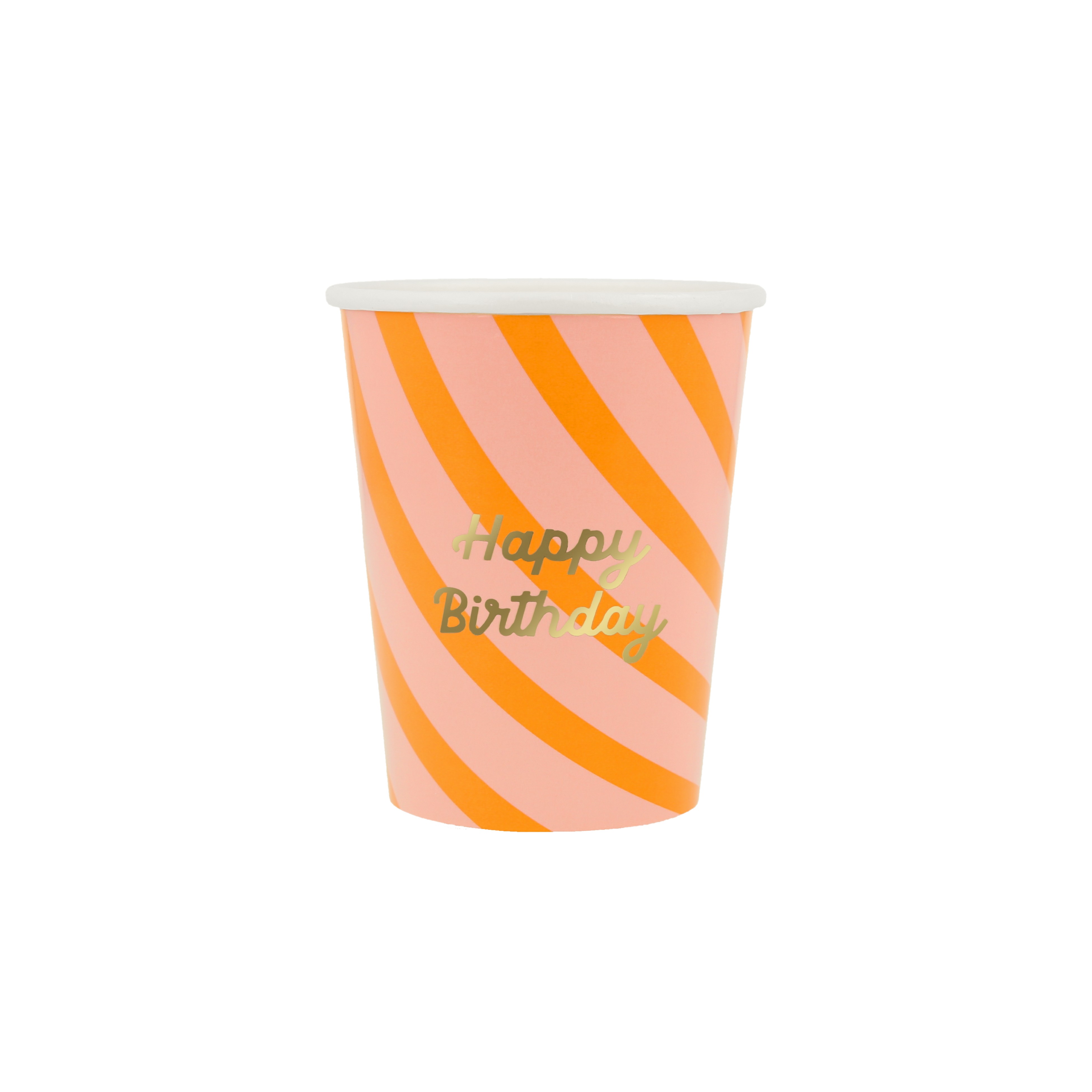Becher, Papier, Birthday, Streifen, Orange Rosa