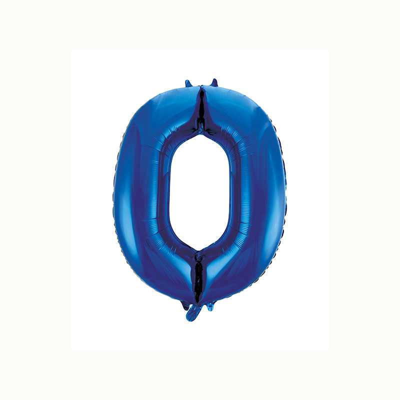 Folienballon Zahl 0 metallic-blau, 1 Stk.