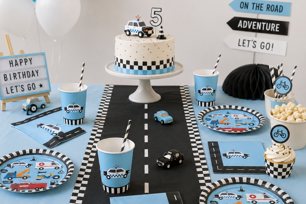 polizei, auto, strasse, kuchen, feier
