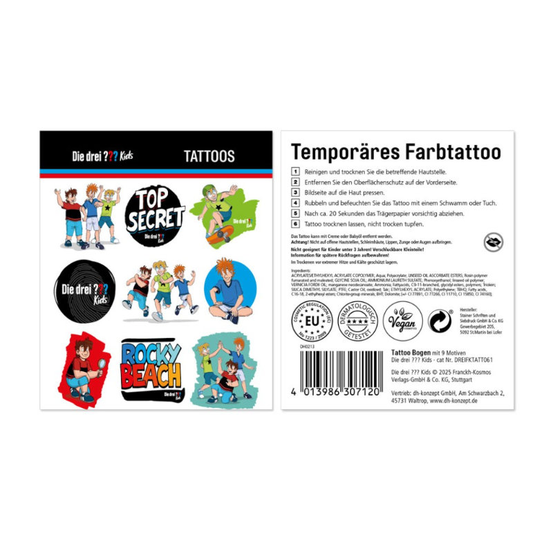 Tatouages Les trois ??? enfants, 9 pcs.