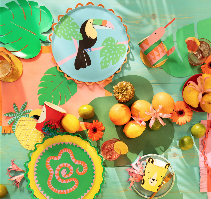 teller, platte, frucht, deko, tropisch
