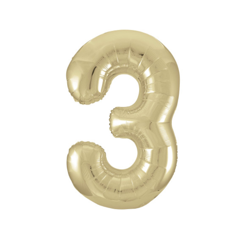 Folienballon Zahl 3 metallic-gold, 1 Stk.