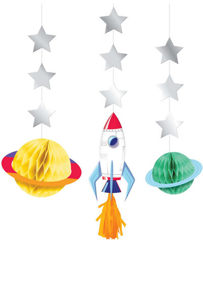 Weltall, Rakete, Sterne, Planeten, Dekoration