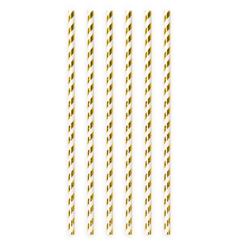 Pailles à boire or rayé, 20 pcs.