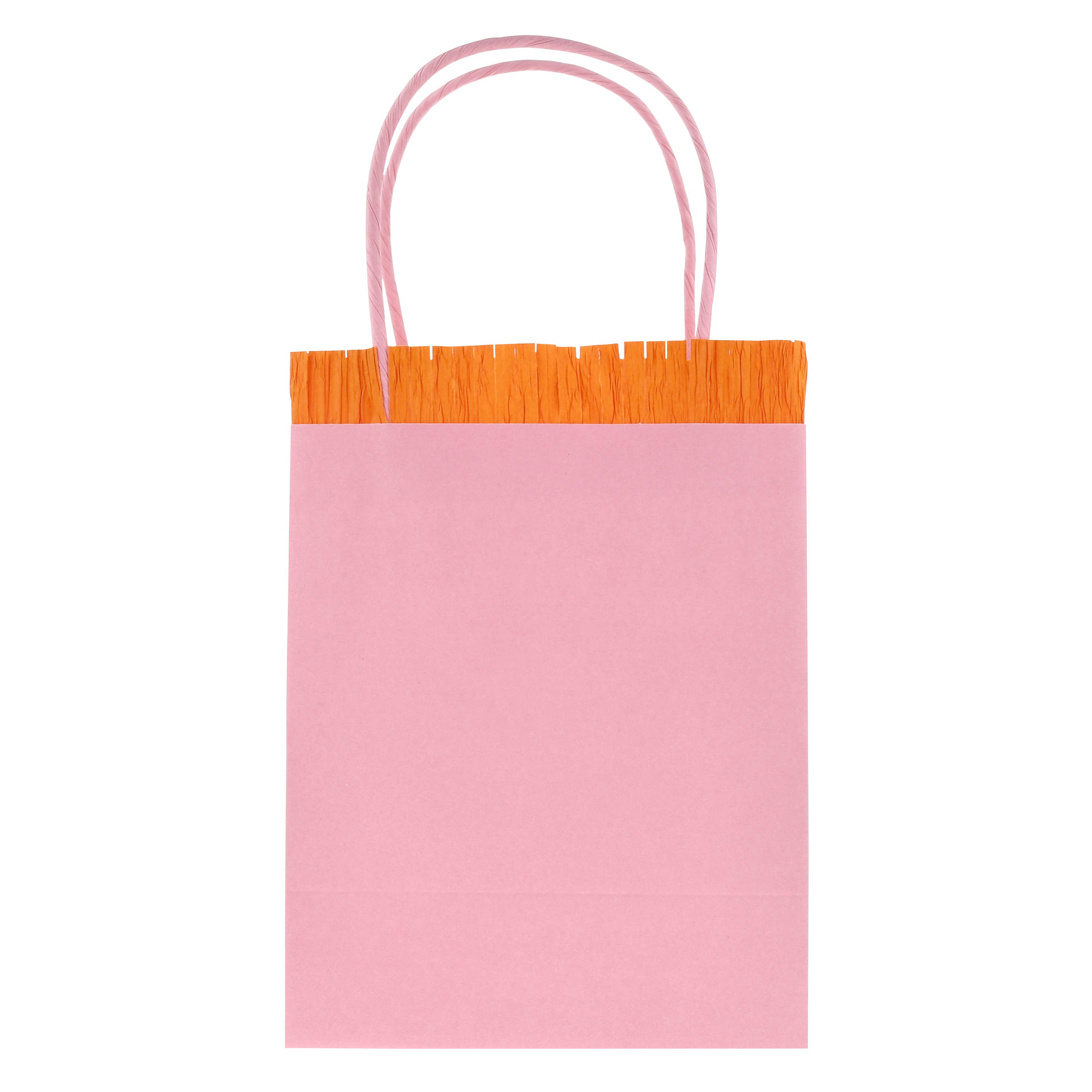Tasche, Papiertüte, rosa, orange Rand, Tragegriff