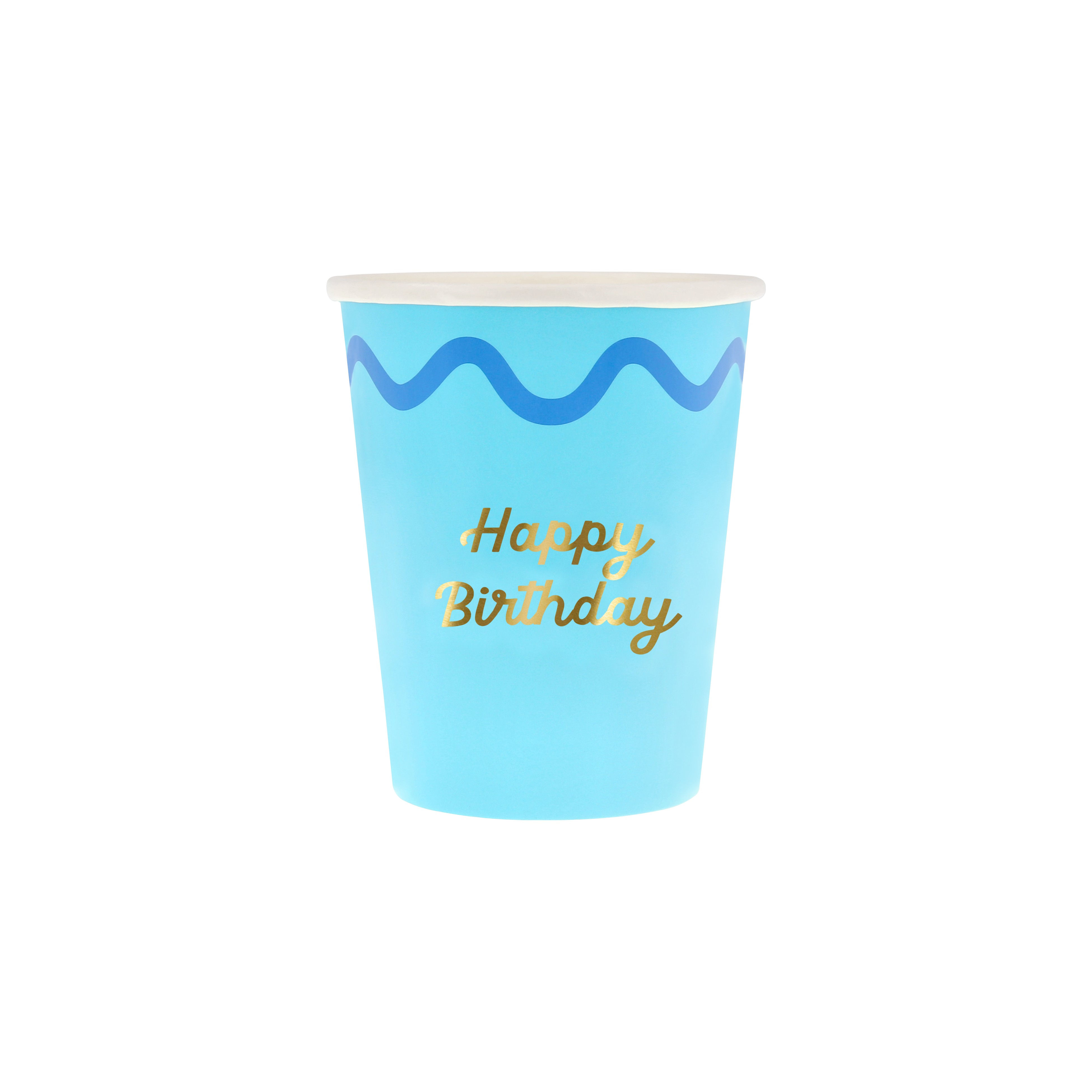 Becher, Pappbecher, Geburtstag, Blau, Happy Birthday