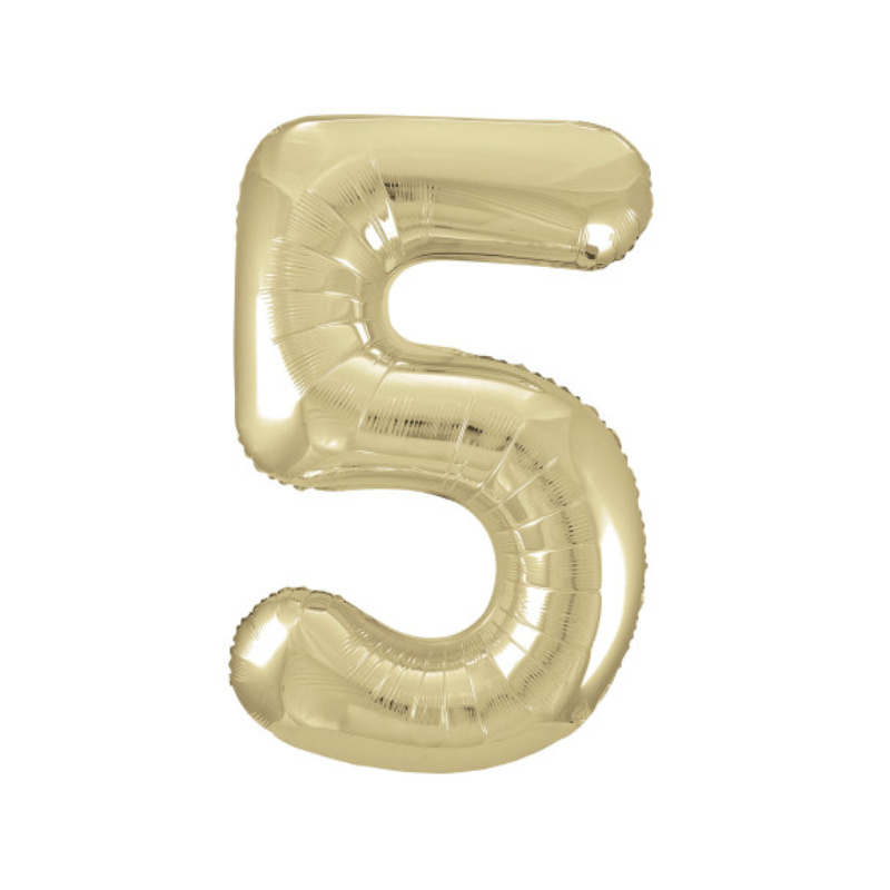 Folienballon Zahl 5 metallic-gold, 1 Stk.