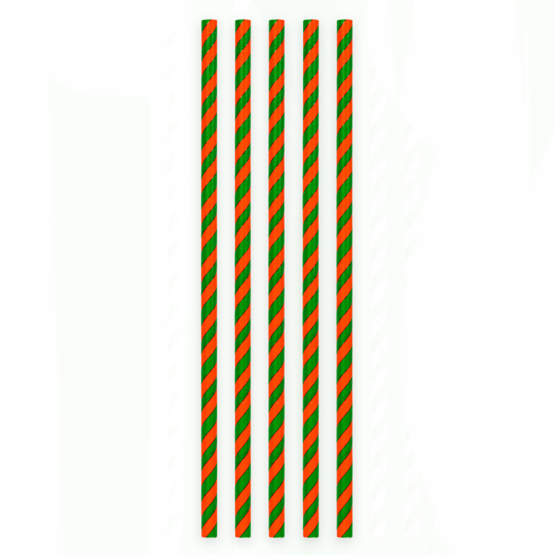 Pailles à boire Vert et rouge rayé, 20 pcs.
