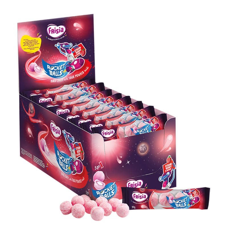 Rocket Balls Saure Bälle Strawberry, 33g
- Süsses für den Kindergeburtstag - Partyfood - Süssigkeiten für Party - junior-partyshop.ch