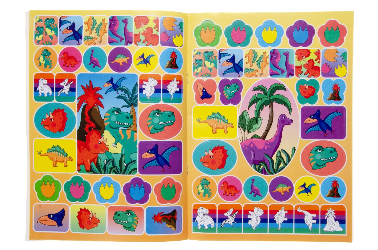 Dinosaurs, Sticker sheet, Farbenfroh, Cartoon, Muster