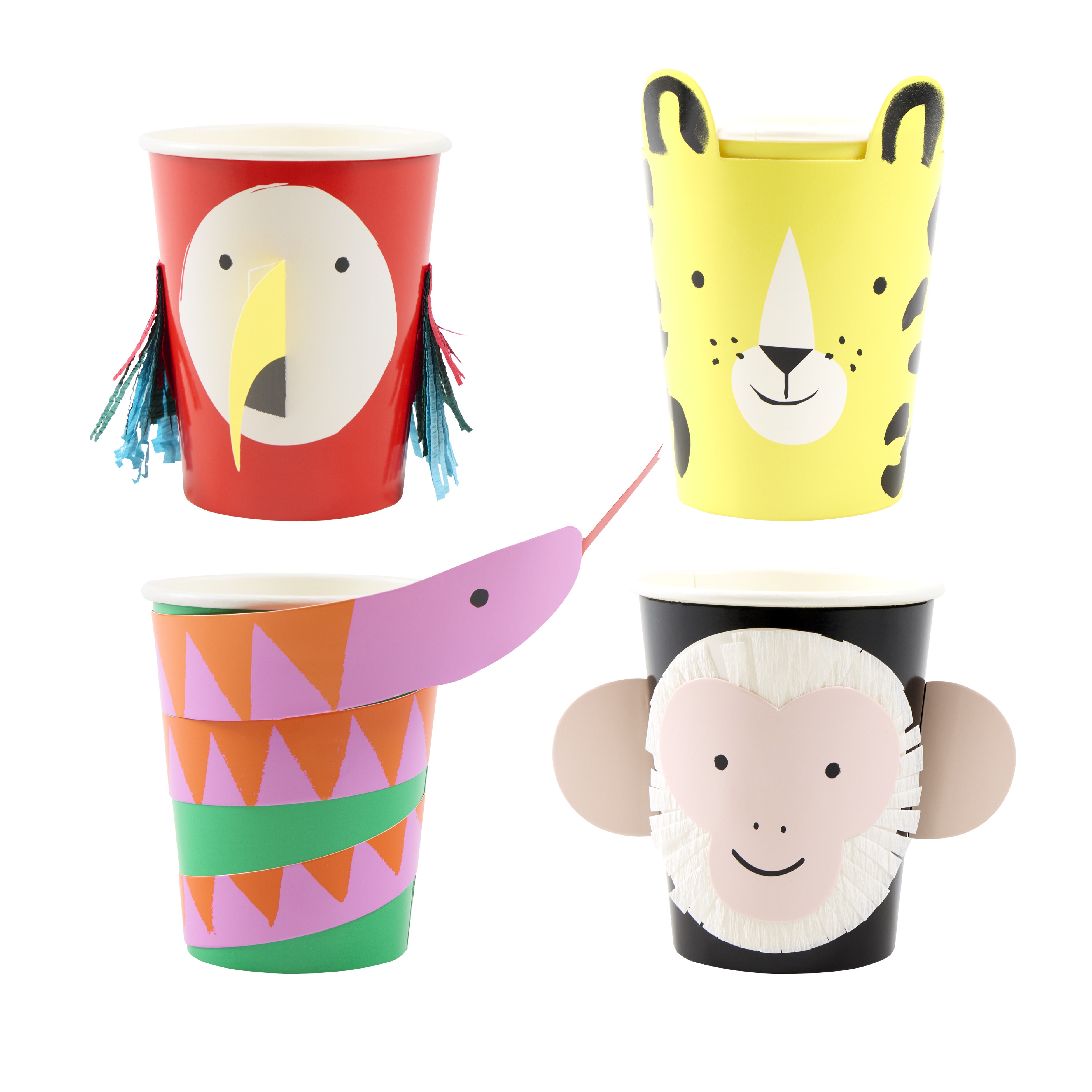 Pappteller, Tiermotiv, Tierbecher, Becher aus Kunststoff, Kreative Kinderbecher