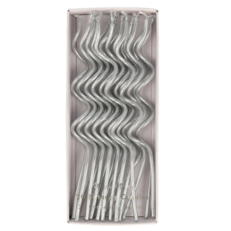 Kindergeburtstag-Kerzen_Meri_Silber_Swirly_20_Stk