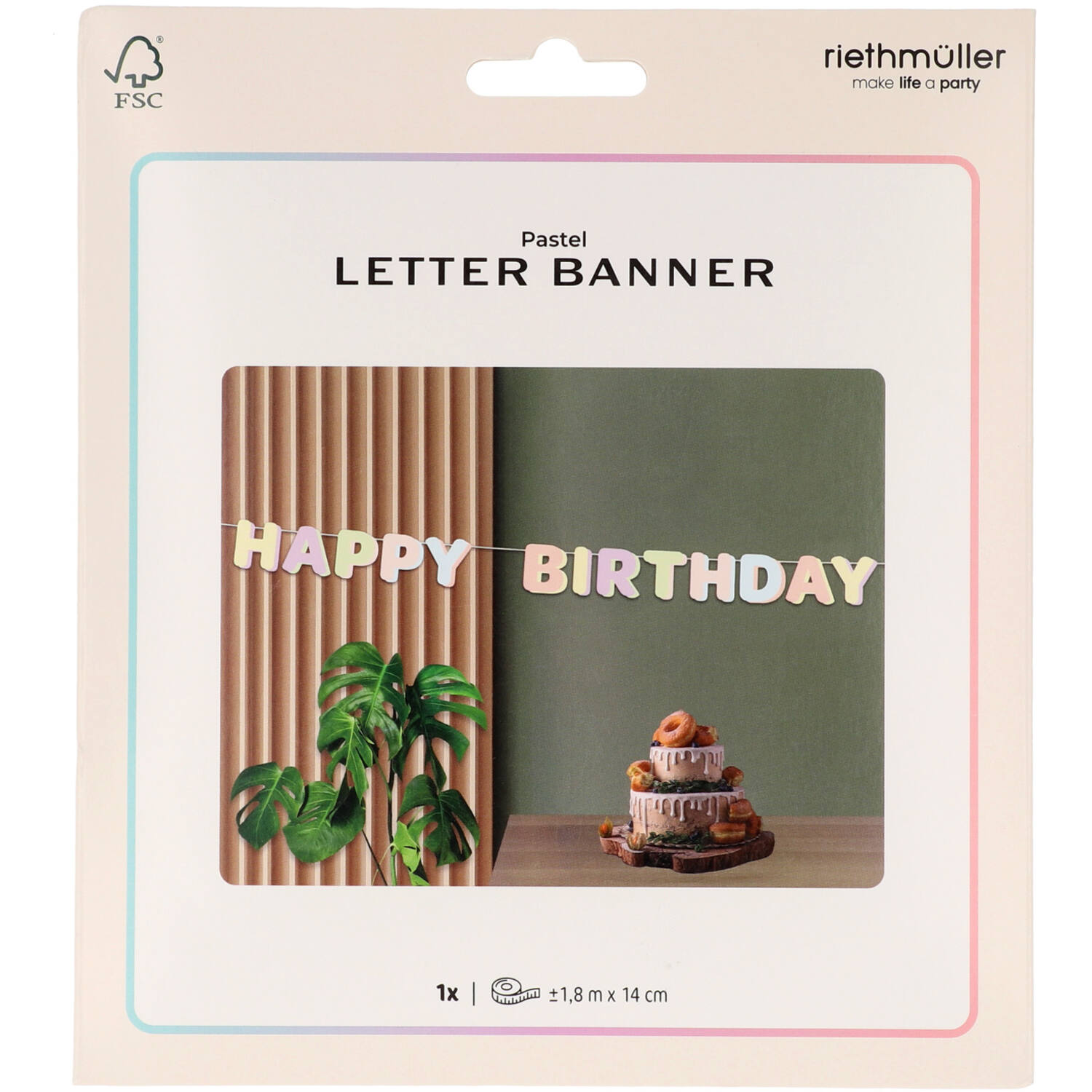 Pastell, Briefbanner, Geburtstagsdeko, Papierbanner, Kuchen-Dekoration