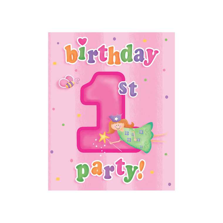 Geburtstagseinladungen 1. Geburtstag rosa, 8 Stk.
- Einladung Kindergeburtstag - Einladungskarte zum Geburtstag - junior-partyshop.ch