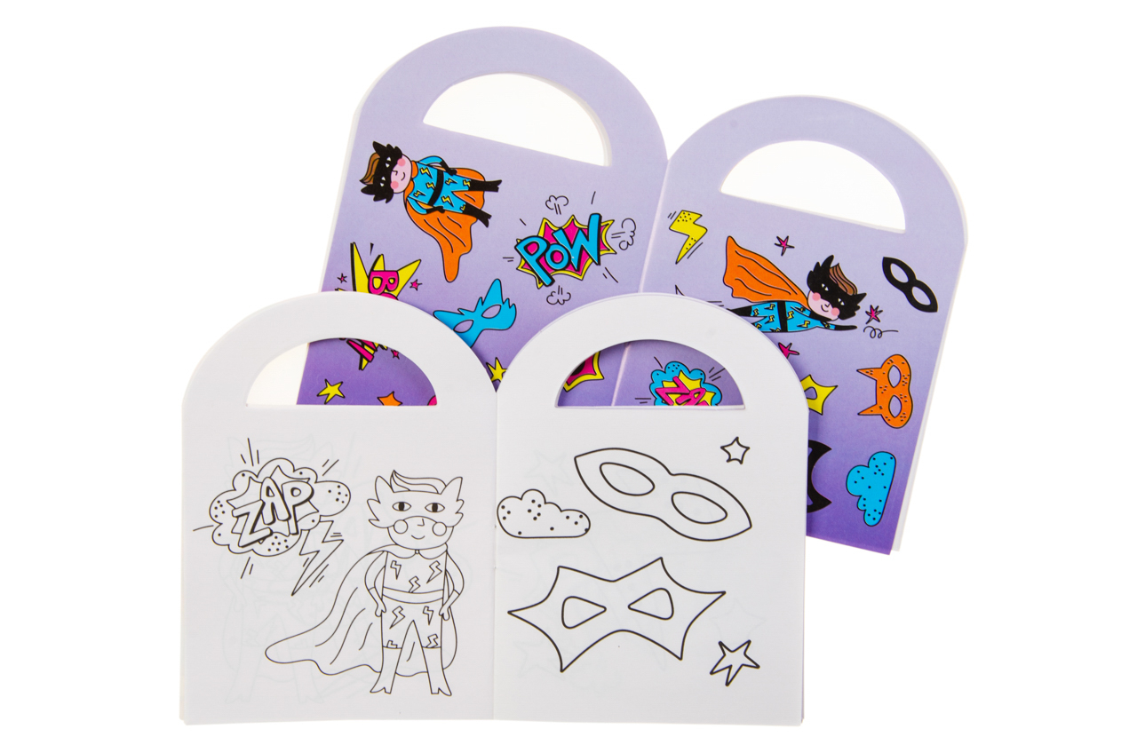Kinder-Schnitzeljagd, Malbuch, Masken, Superhelden, Stempelbuch