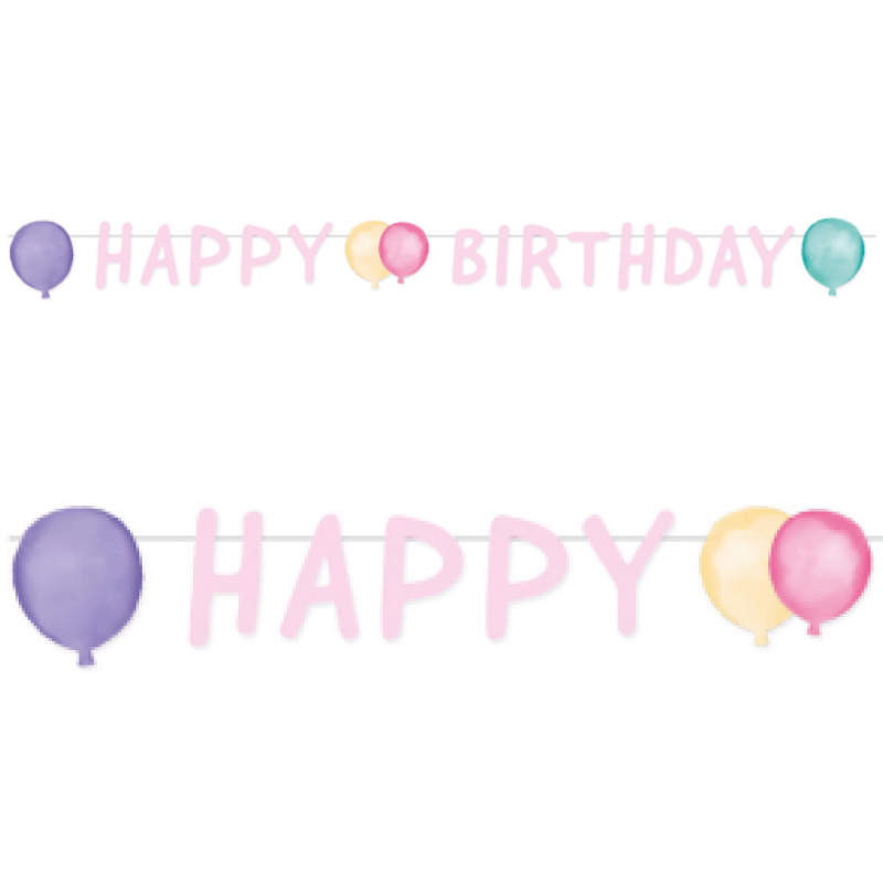 Girlande Happy Birthday Pastell