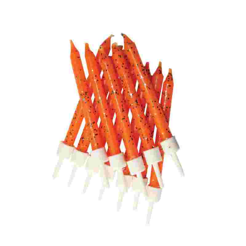 Geburtstagskerzen Glitzer Orange, 12 Stk.