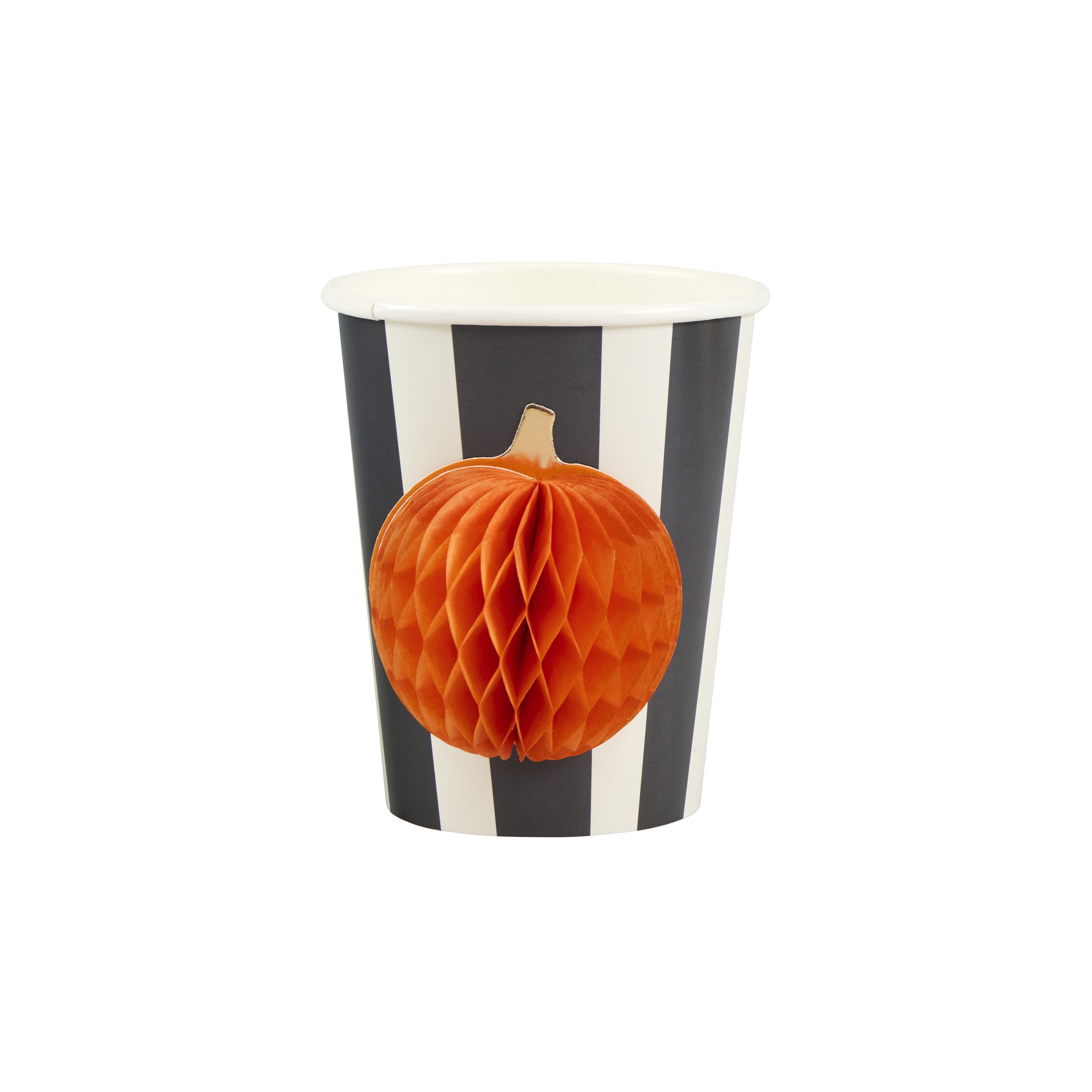 Becher, Pappbecher, Streifenmuster, Orange Papierdekoration, Herbstdeko