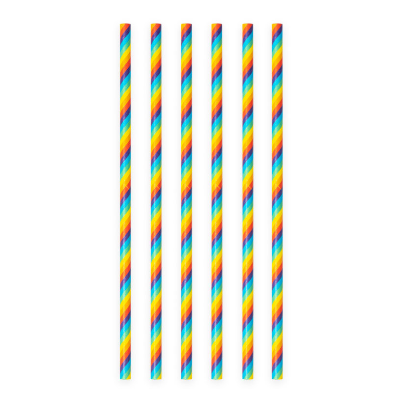 Pailles à boire arc-en-ciel rayées, 20 pcs.