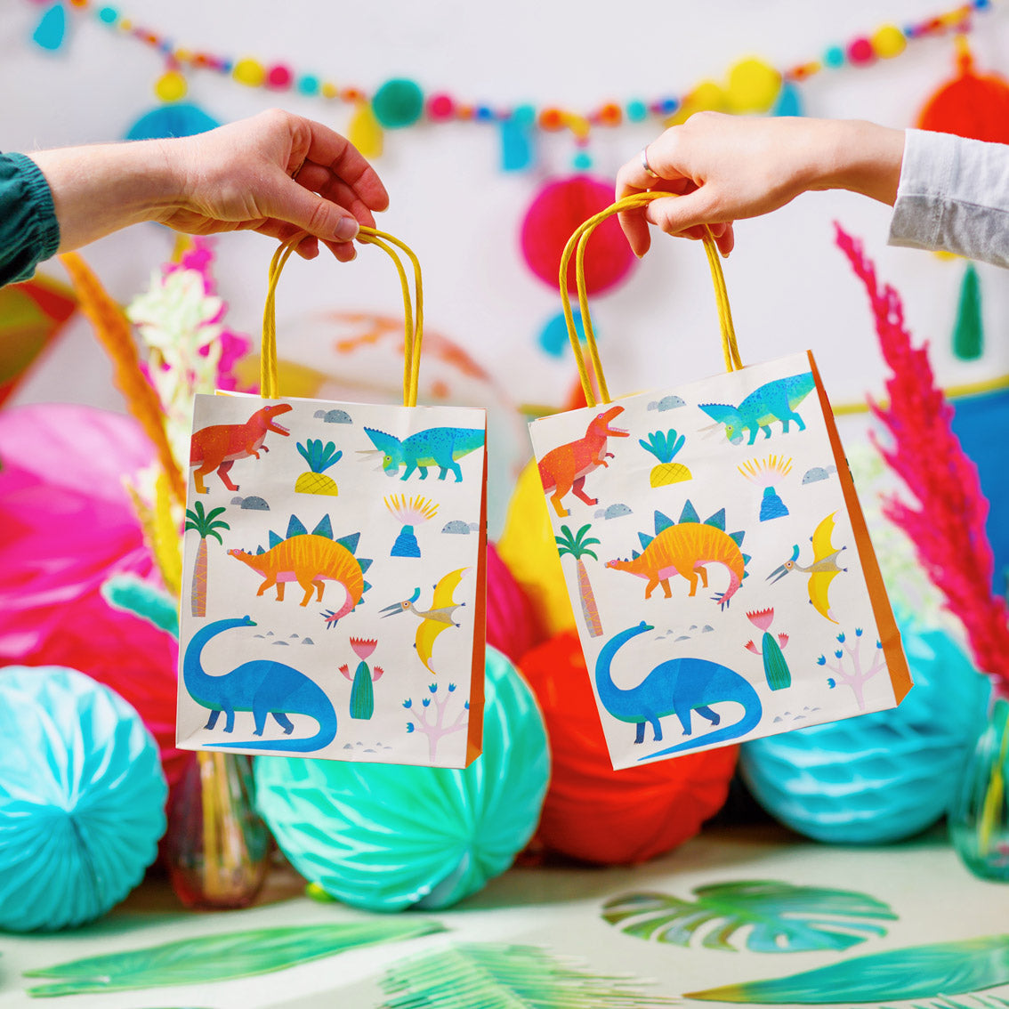 Dino-Tasche, Geschenkbeutel, Dinosaure, Druck Motiv, Farbenfroher Packungsbeutel