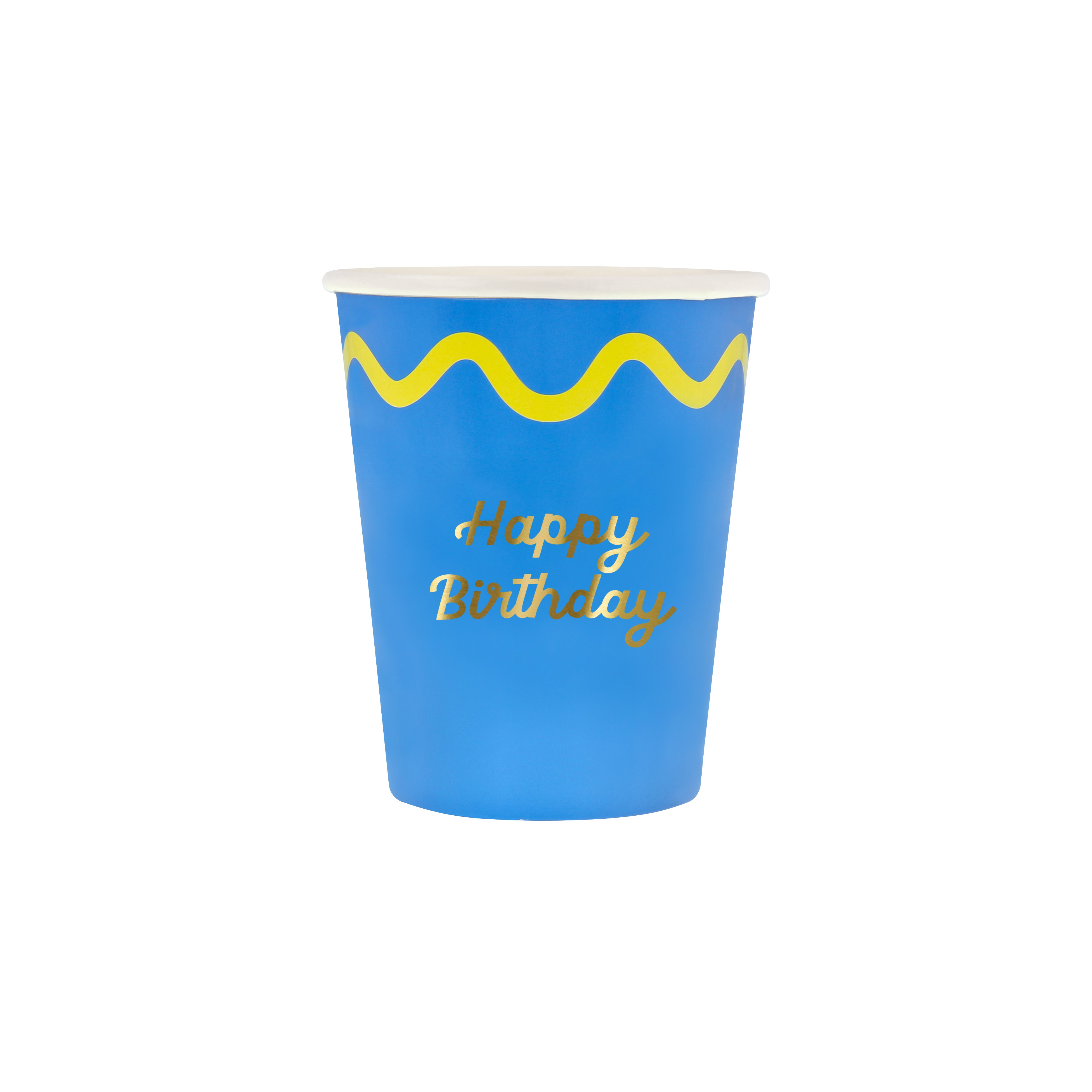 Becher, Papierbecher, Geburtstag, Blau, Gelb Akzent