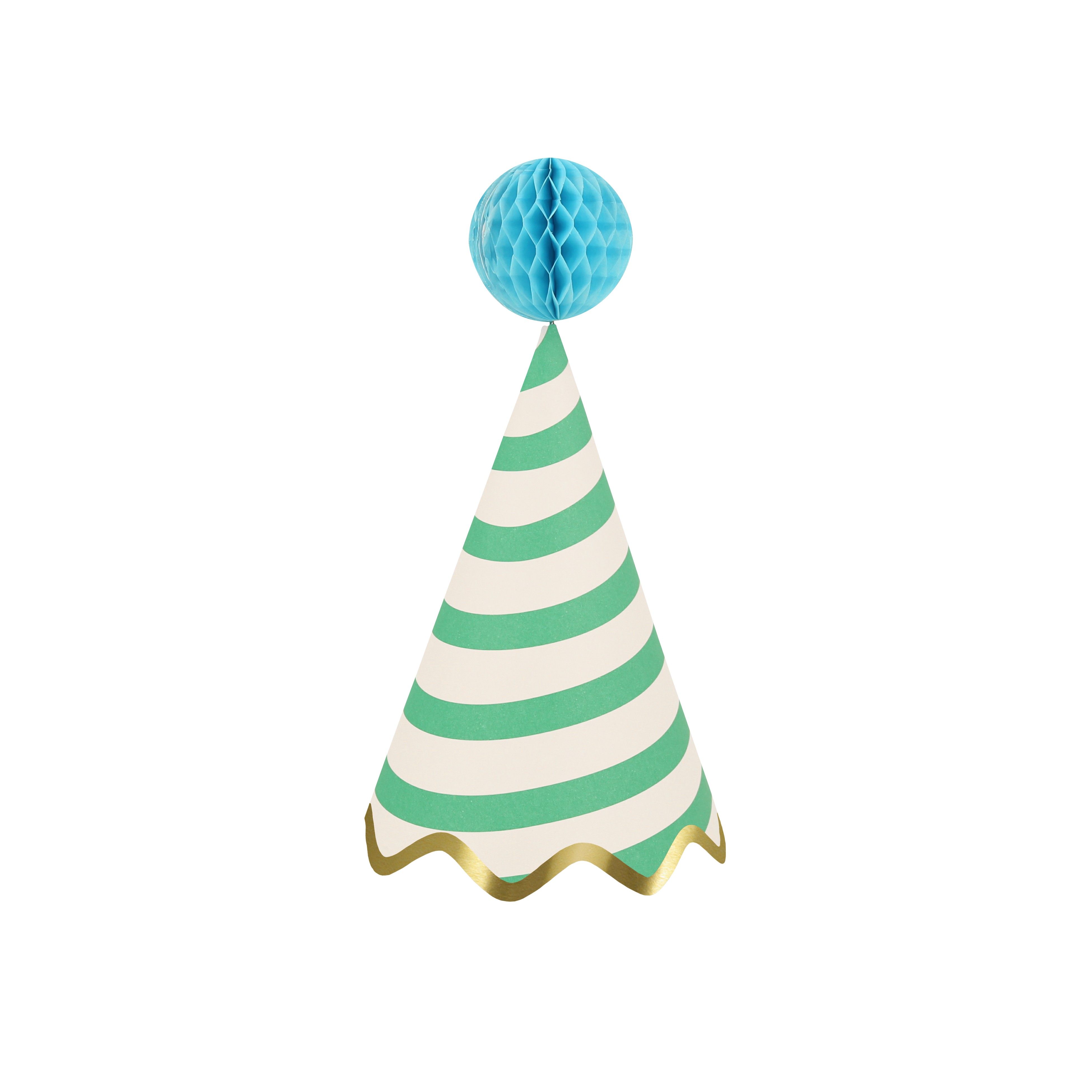 party hat, Kegel, gestreift, türkis, ballon oben