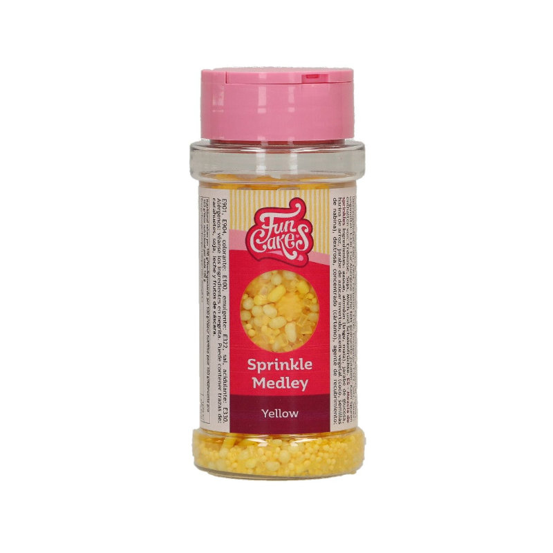 Tortenstückliste Funcakes Zuckerstreusel Gelb Medley, 80 g