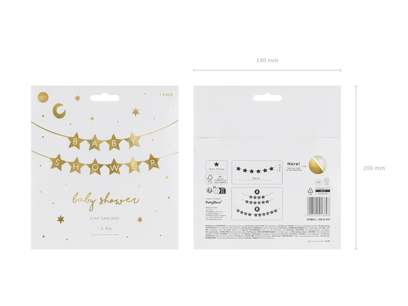 baby shower, sternengirlande, girlande, goldenes deko, papierbanner