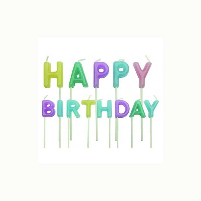 Geburtstagskerze HAPPY BIRTHDAY pastell, 1 Stk.