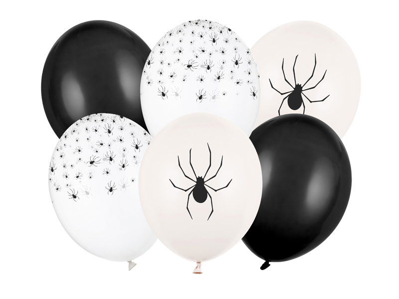 Ballons, Halloween, Spinnenmotiv, Schwarz-Weiß, Dekoration