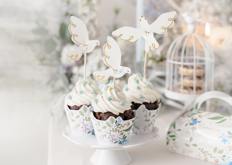 Cupcakes, Kuchen, Buttercreme, Dekorative Topper, Blumenmuster-Verpackung