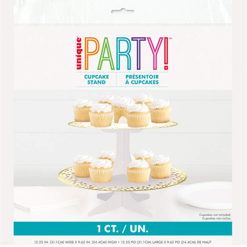Kindergeburtstag-Etagere_Cupcake_Weiss_Gold_1