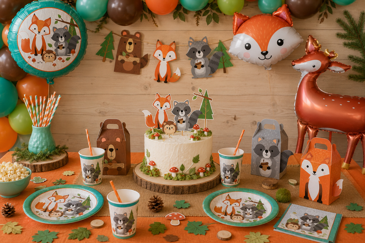 kindergeburtstag, party-deko, torte-topper, tiermotiv, servietten-becher-sets