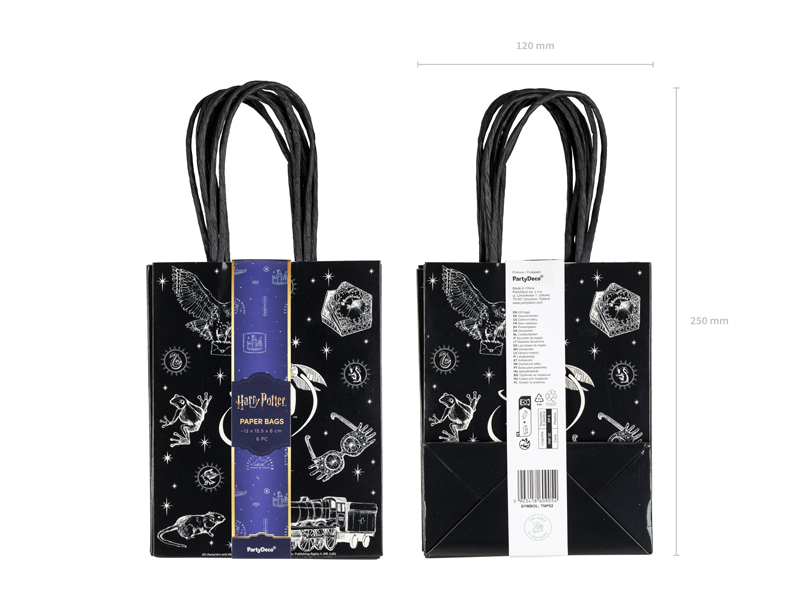 Papiertasche, Geschenkverpackung, Harry-Potter-Thema, Schwarz, Muster