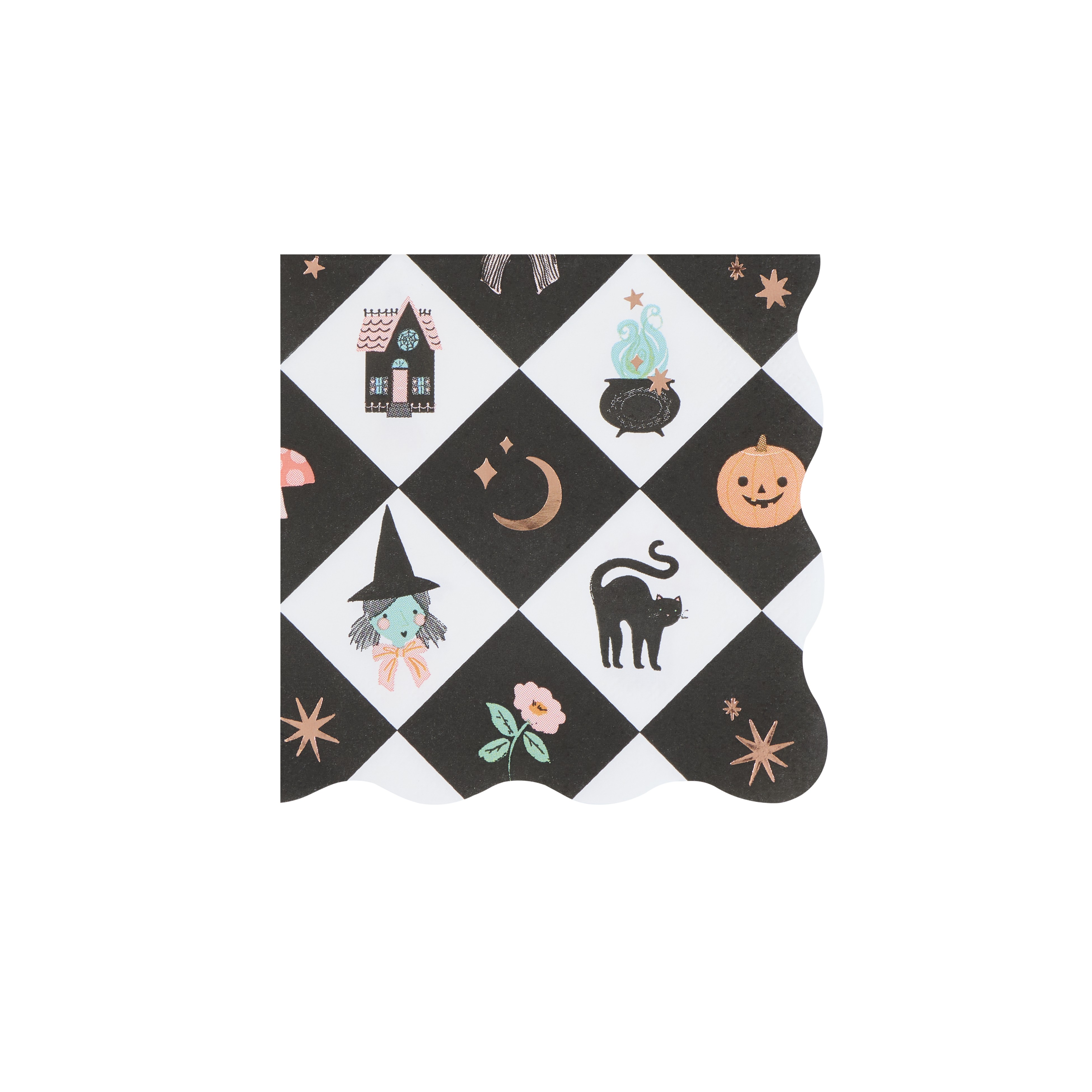 Halloween, Checkerboard, Halloween motifs, Cat silhouette, Pumpkin