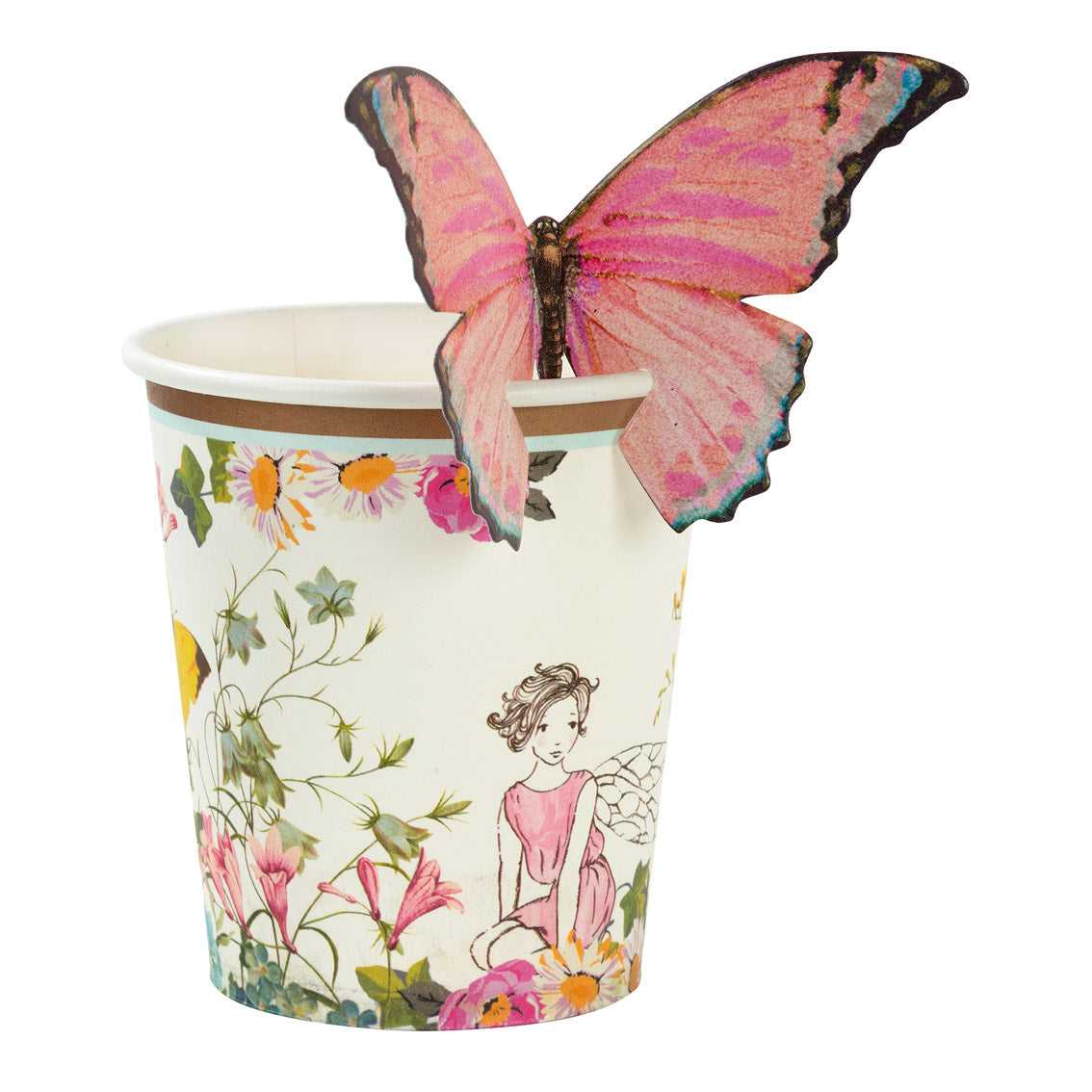 Papierbecher, Blumenmuster, Schmetterling-Dekor, Einweg-Becher, Kunst-Design